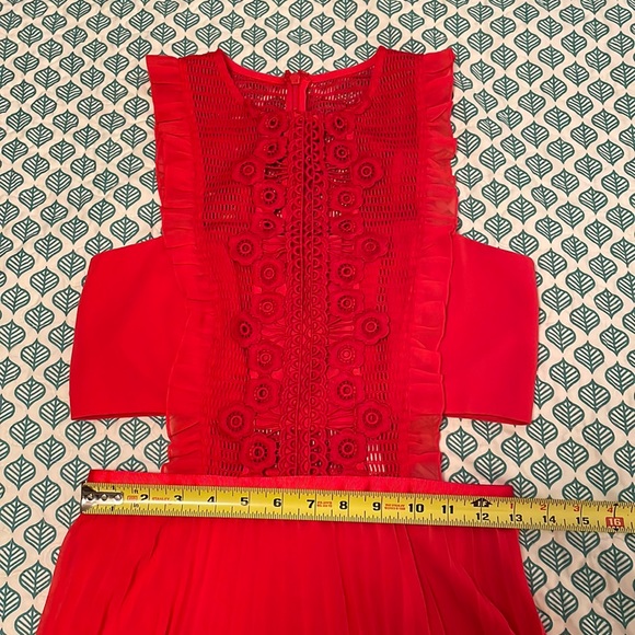 New ASOS Pleated Cut Out Red Dress Sz. 6 - Picture 7 of 8